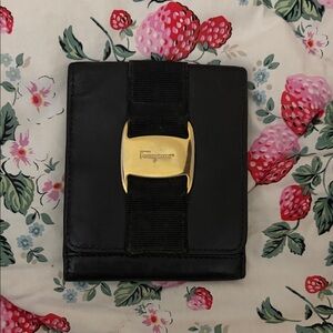 Salvatore Ferragamo Black and Gold Wallet